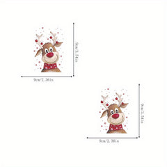 2pcs Christmas Deer Heat Transfer Sticker DIY Washable Patches On Clothes