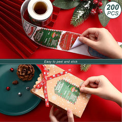 Christmas Holiday Stickers Roll Vintage Label Gift Wrapping 200 Stickers
