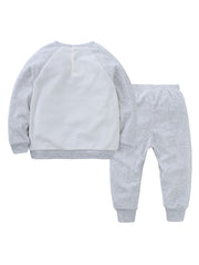 Toddler Baby Boys Fleece Bear Print Sweatshirt Pants Set