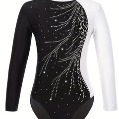 Girls' Long Sleeve High Neck Gymnastic Jumpsuit