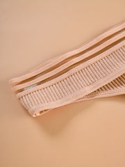 3pcs Ribbed Thongs Comfy Stretchy Intimates Panties Women's Lingerie