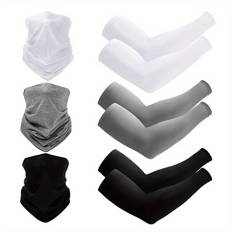 3pcs UV Neck Gaiter Balaclava Dust Protection & Ice Silk Cooling Arm Sleeves