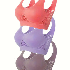 3 Pack Plus Size Sports Bra Set Breathable Wireless