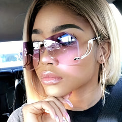 Y2K Irregular Shield Sunglasses Gradient UV400 Sun Shades