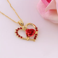 Rose Heart Pendant Necklace Holiday Graduation Birthday Jewelry Gift