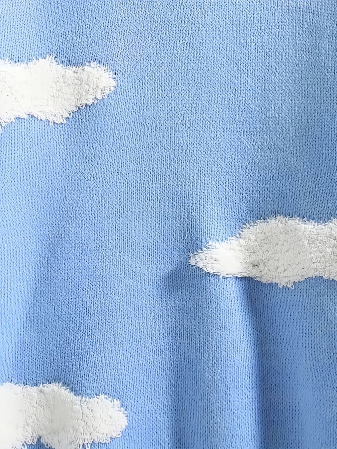 Cloud Chenille Embroidery Crew Neck Pullover Sweater for Men