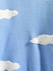 Cloud Chenille Embroidery Crew Neck Pullover Sweater for Men