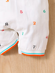 Baby Boys Number Graphic Print Short Sleeve Romper Jumpsuit