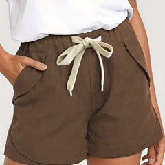Solid Drawstring Shorts Casual Elastic Waist Summer Shorts