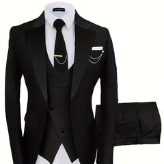 Formal 3 Pieces Set Men's Business Suit for Dinner Wedding Party