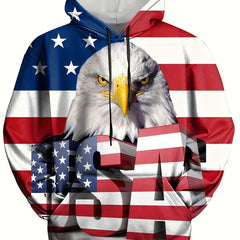 Eagle 3D Print Hoodies For Men Graphic Hoodie With Kangaroo Pocket