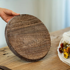 Round Wood Tray for Coffee Table Candle Holder Tray
