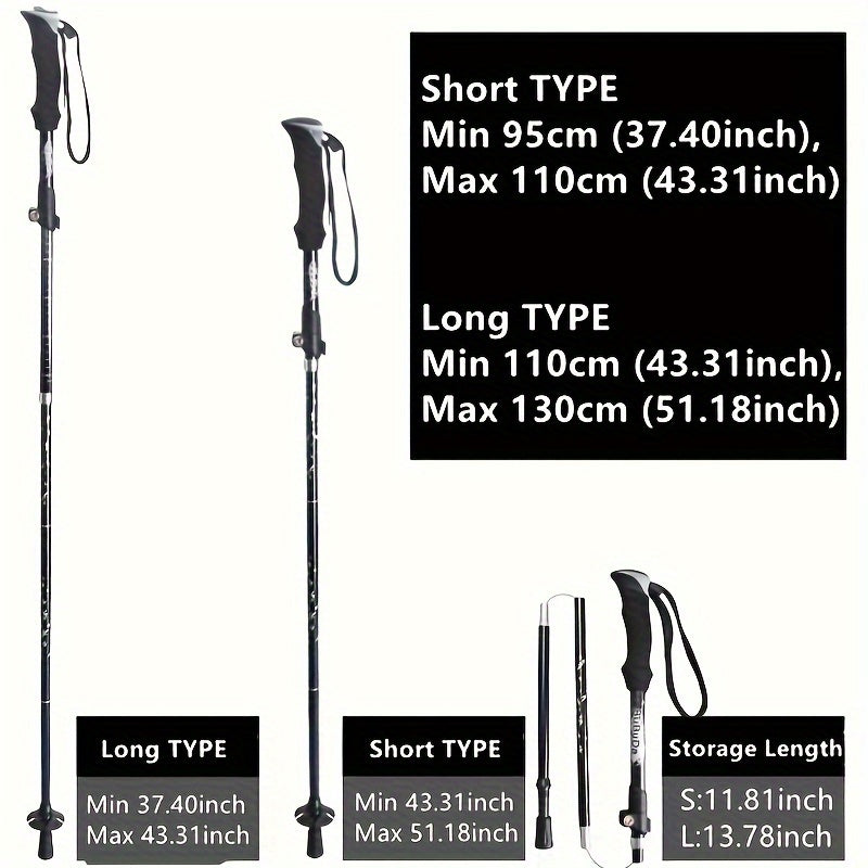 Aluminum Alloy Telescopic Climbing Stick Folding Handle 3 Layers Paint