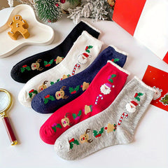 5 Pairs Christmas Print Socks Women's Stockings