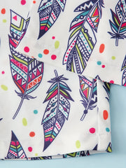Girls Vintage Leaf Print Spaghetti Strap Jumpsuit