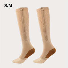 Zipper Open Toe Compression Socks Men Women Over Calf Stockings Nurses