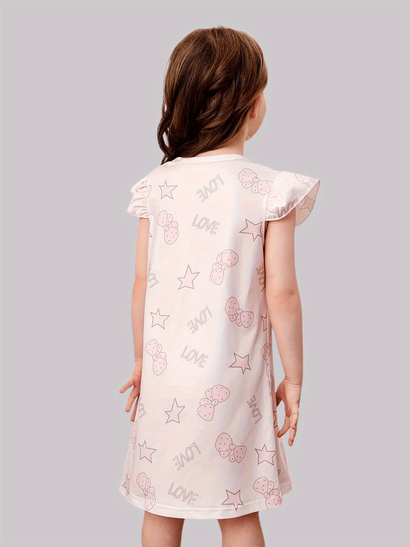 Girls Nightdress Sleeping Cloud Print Puff Sleeve Dress