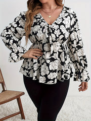 Floral Print Lantern Sleeve Blouse