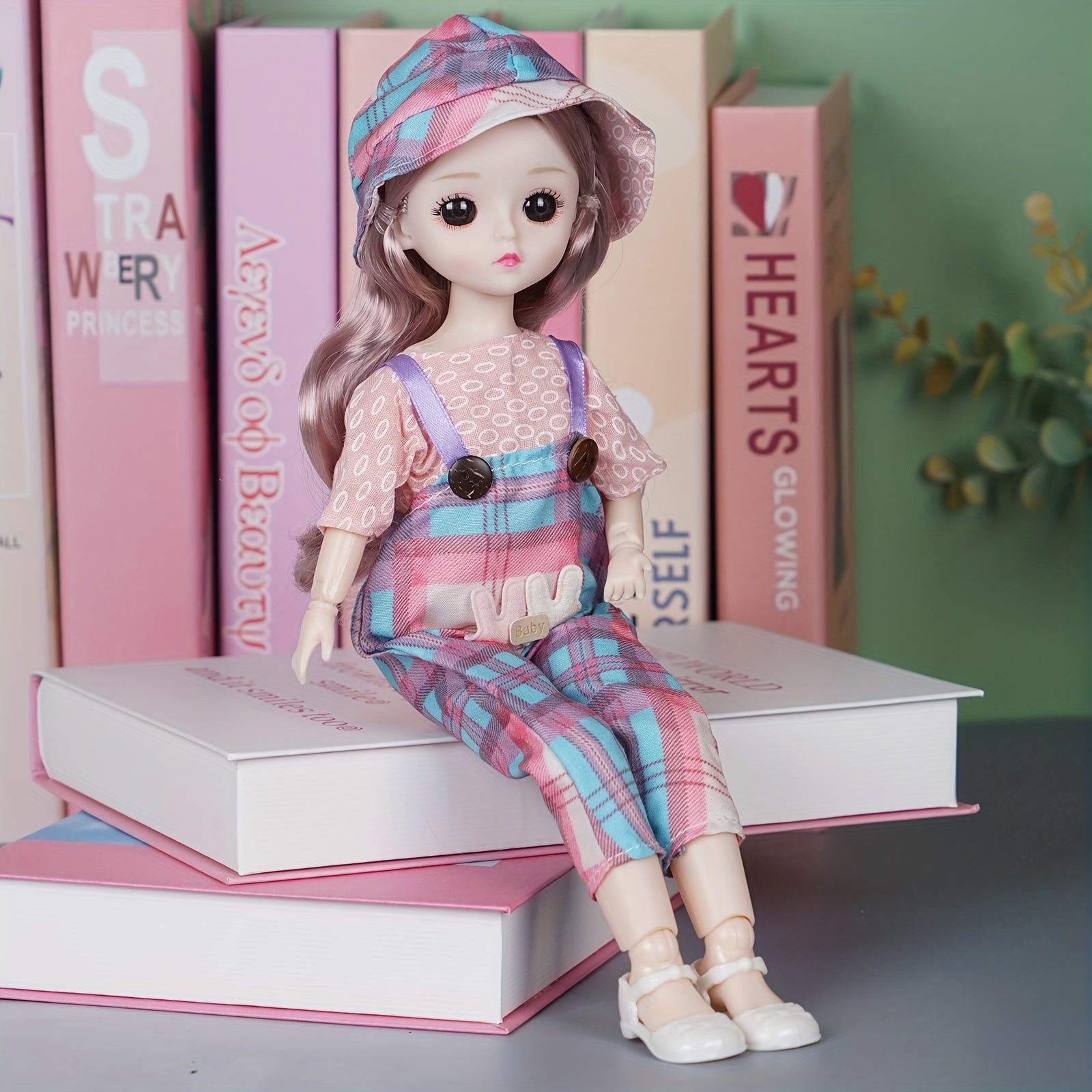 11-Inch Doll with Removable Clothes, Dollhouse Bedroom Window Decor Toy