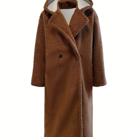 Double Breasted Hooded Teddy Coat Casual Outerwear