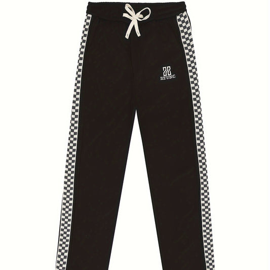 Men's Checkered Pattern Joggers Slim Fit Active Bottom