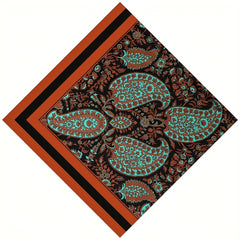 Large Paisley Print Square Scarf Vintage Satin Shawl Boho Head Scarf
