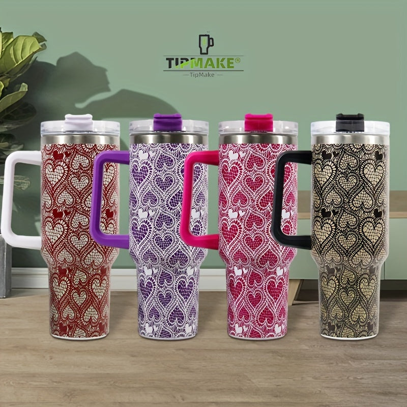 40oz Stainless Steel Insulated Cup with Handle and Straw Lid