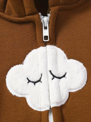 Baby Girl's Cloud Embroidered Hooded Romper
