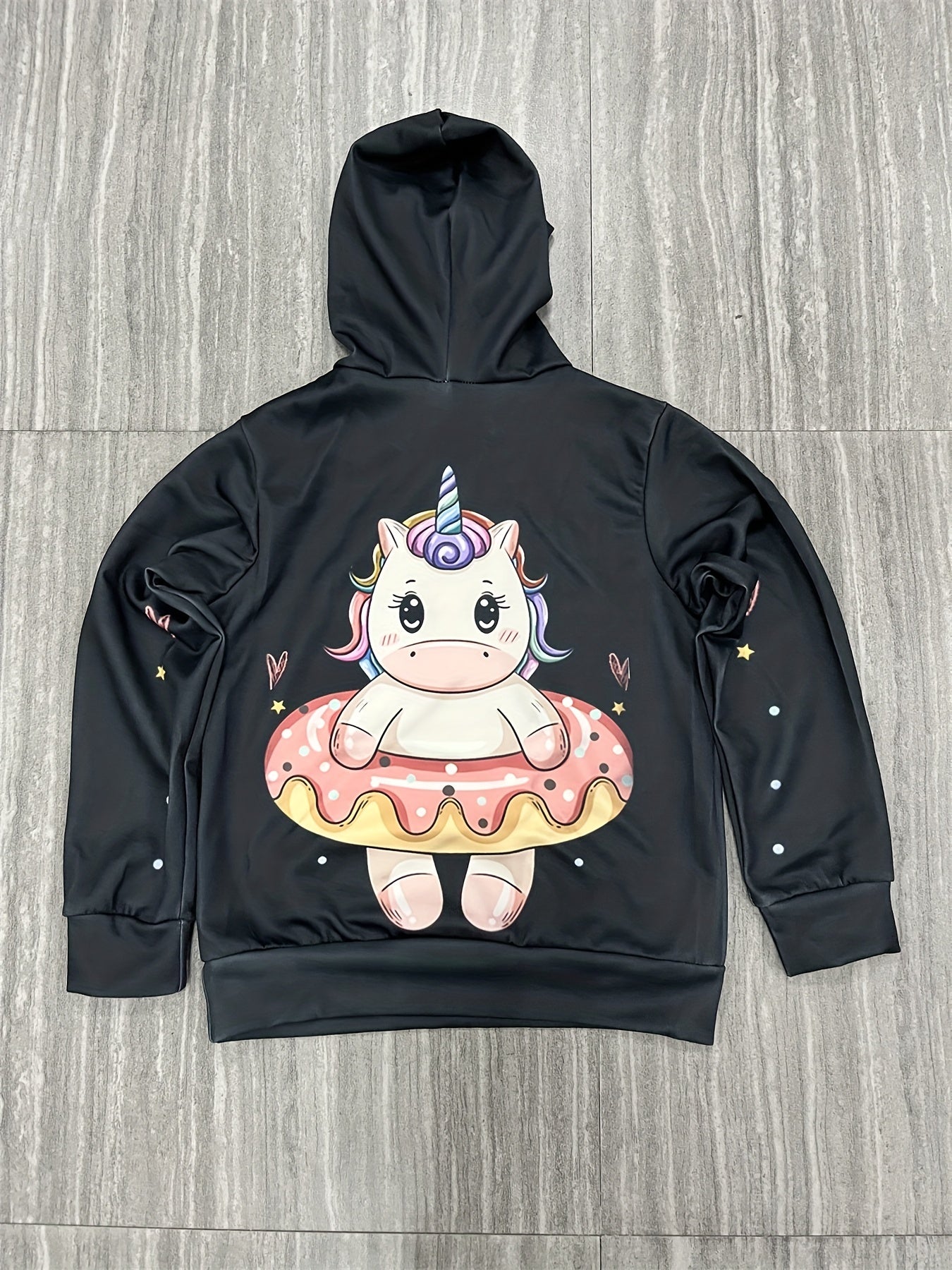 Boy's Cartoon Pony Print Hoodie Slightly Stretch Hooded Sweatshirt