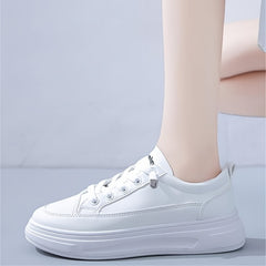 Women's Lace Up Platform Sneakers Anti-slip Low Top Casual Sports Shoes