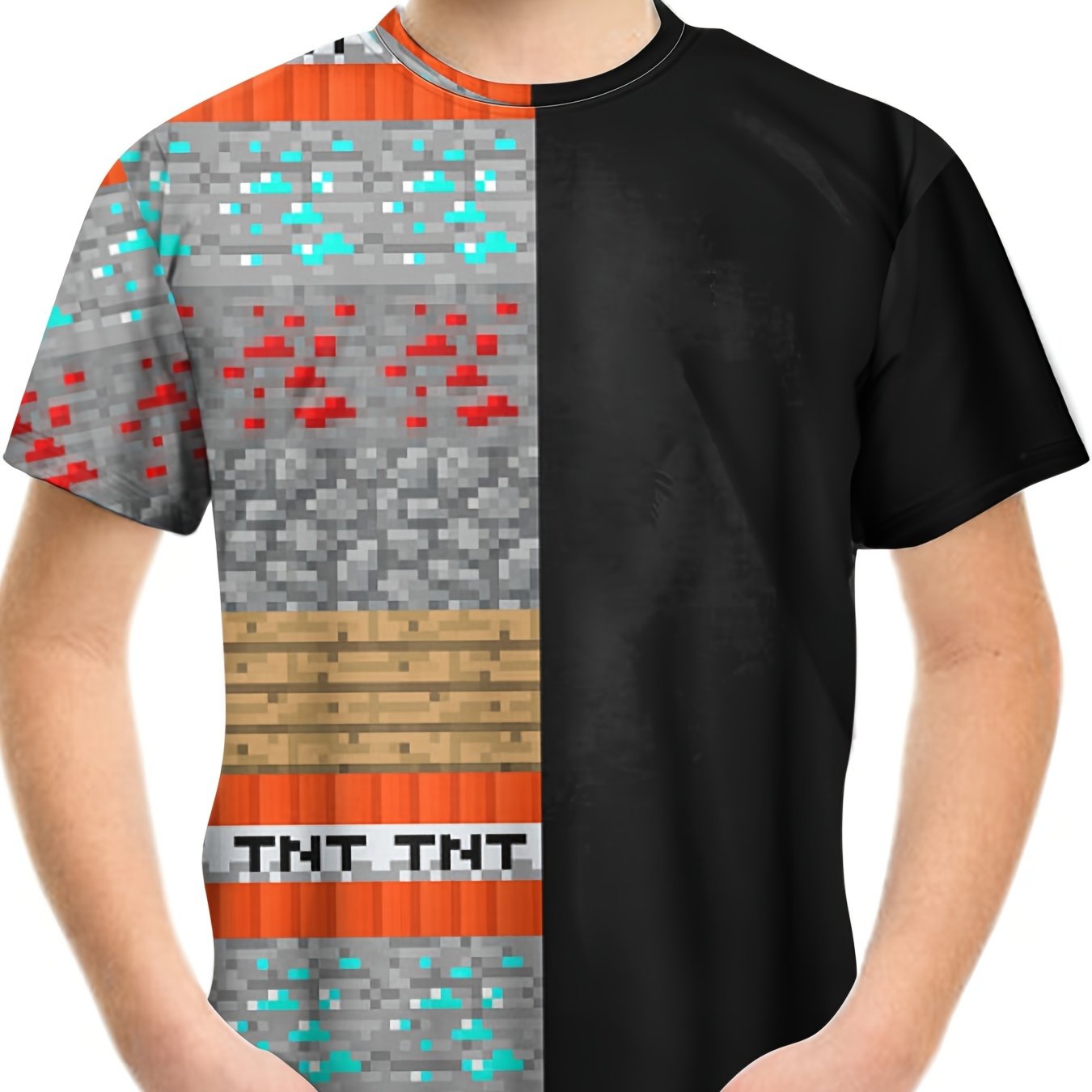 Boy's Block Graphic T shirt Casual Slightly Stretch Tee Kid's Clothing