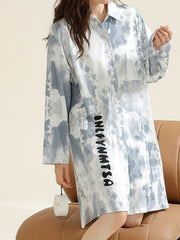 Button-Down V-Neck Nightgown Long Sleeve