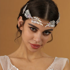 Baroque Rhinestone Colorful Leaf Crystal Headband Crown Bridal Headwear