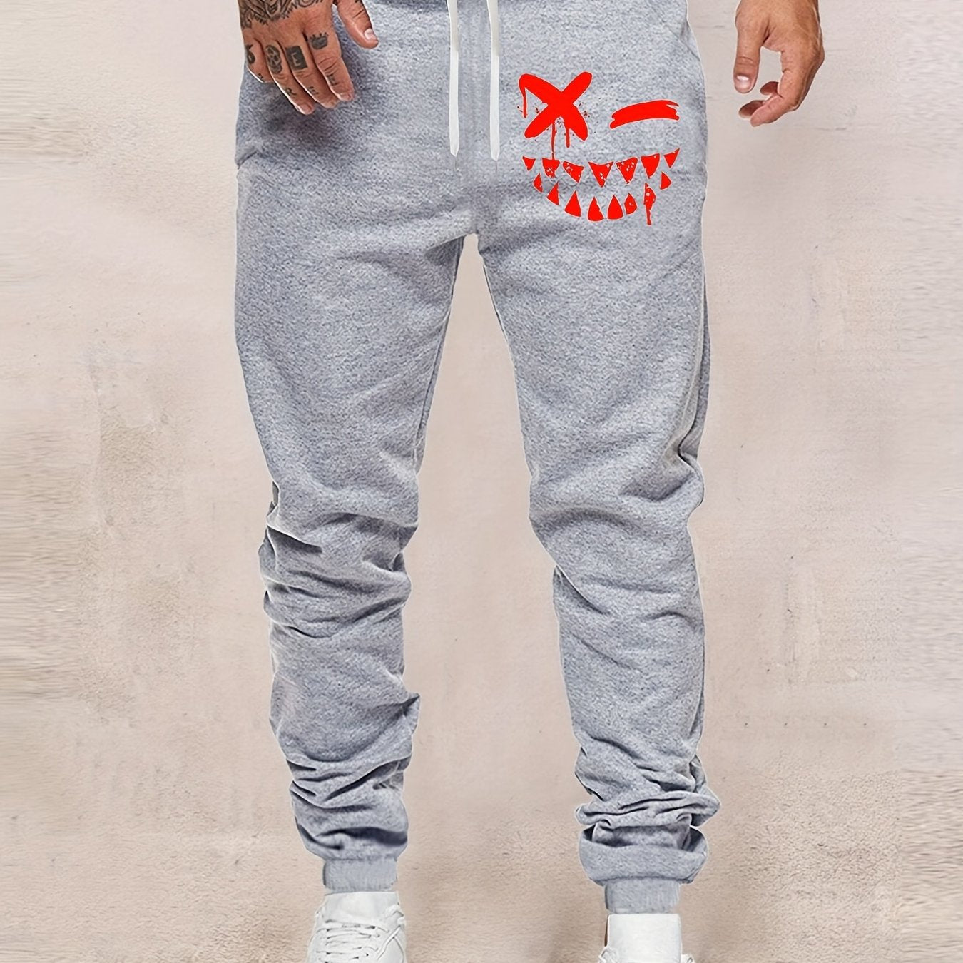 Evil Smile Men's Drawstring Sweatpants, Casual Jogger Pants