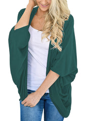 Green V Neck Cover Up Shirt Long Sleeve Loose Fit Rash Guard Women's Swimwear