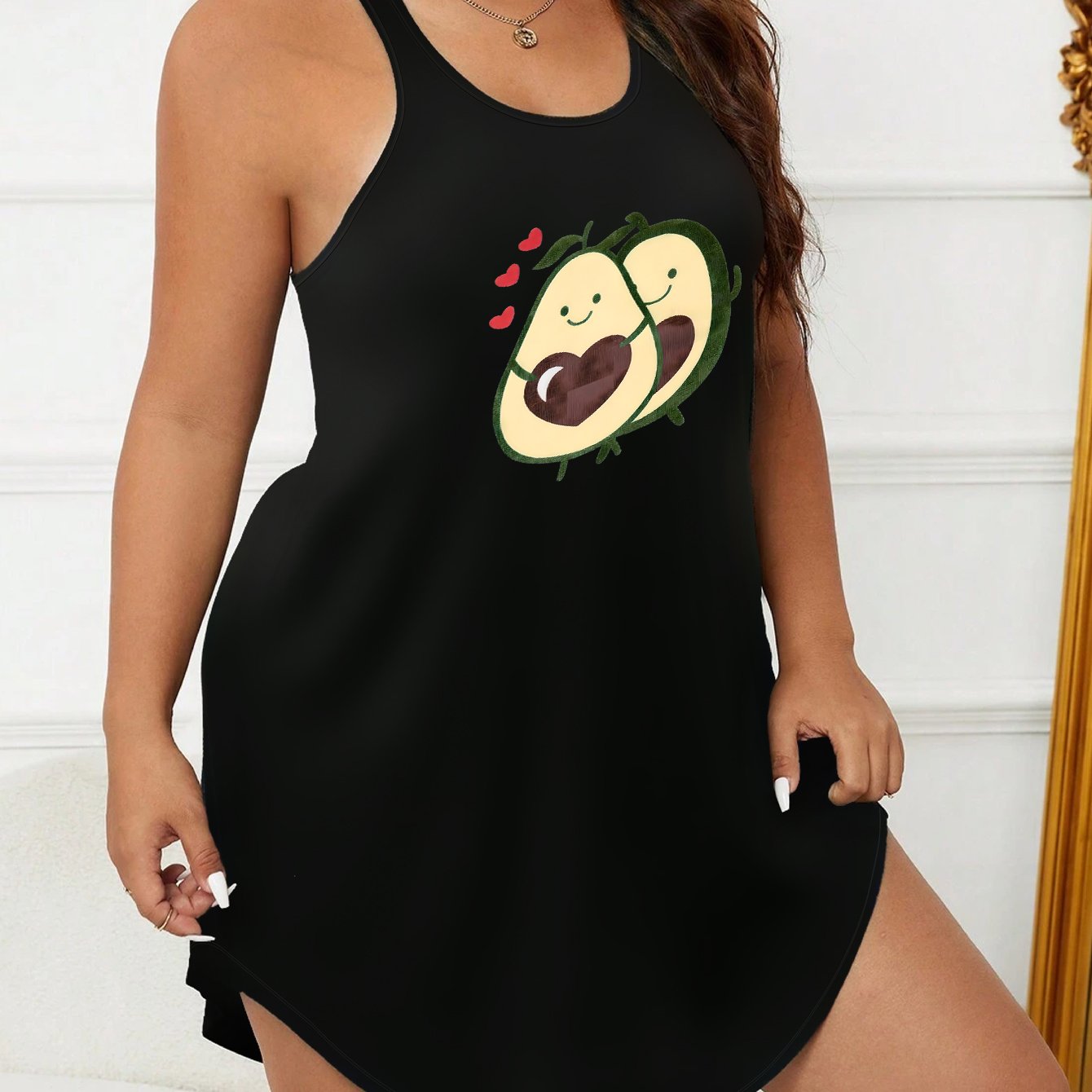 Avocado Print Racer Back Tank Sleep Dress