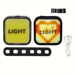 USB Rechargeable LED Bike Taillight 9 Modes 400mAh Heart Palm Smile