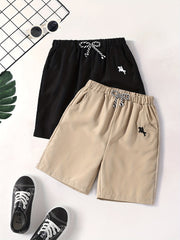 2pcs Boys Horses Print Shorts for Summer Kids Clothes