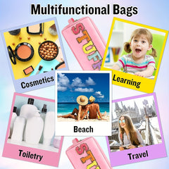 2 Pcs Nylon Cosmetic Bag Waterproof Makeup Pouch Zipper Travel Toiletries Pouch