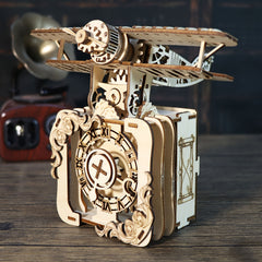 Vintage Style Wooden Airplane Music Box