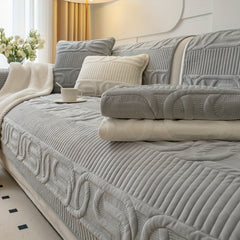 Modern Plush Sofa Slipcover Non Slip Furniture Protector for Bedroom Living Room