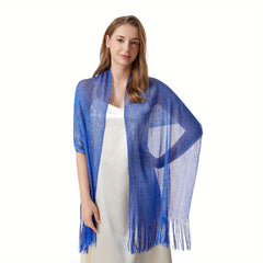 Glitter Tassel Shawl Solid Thin Wrap Cape Classic Decorative Shawls