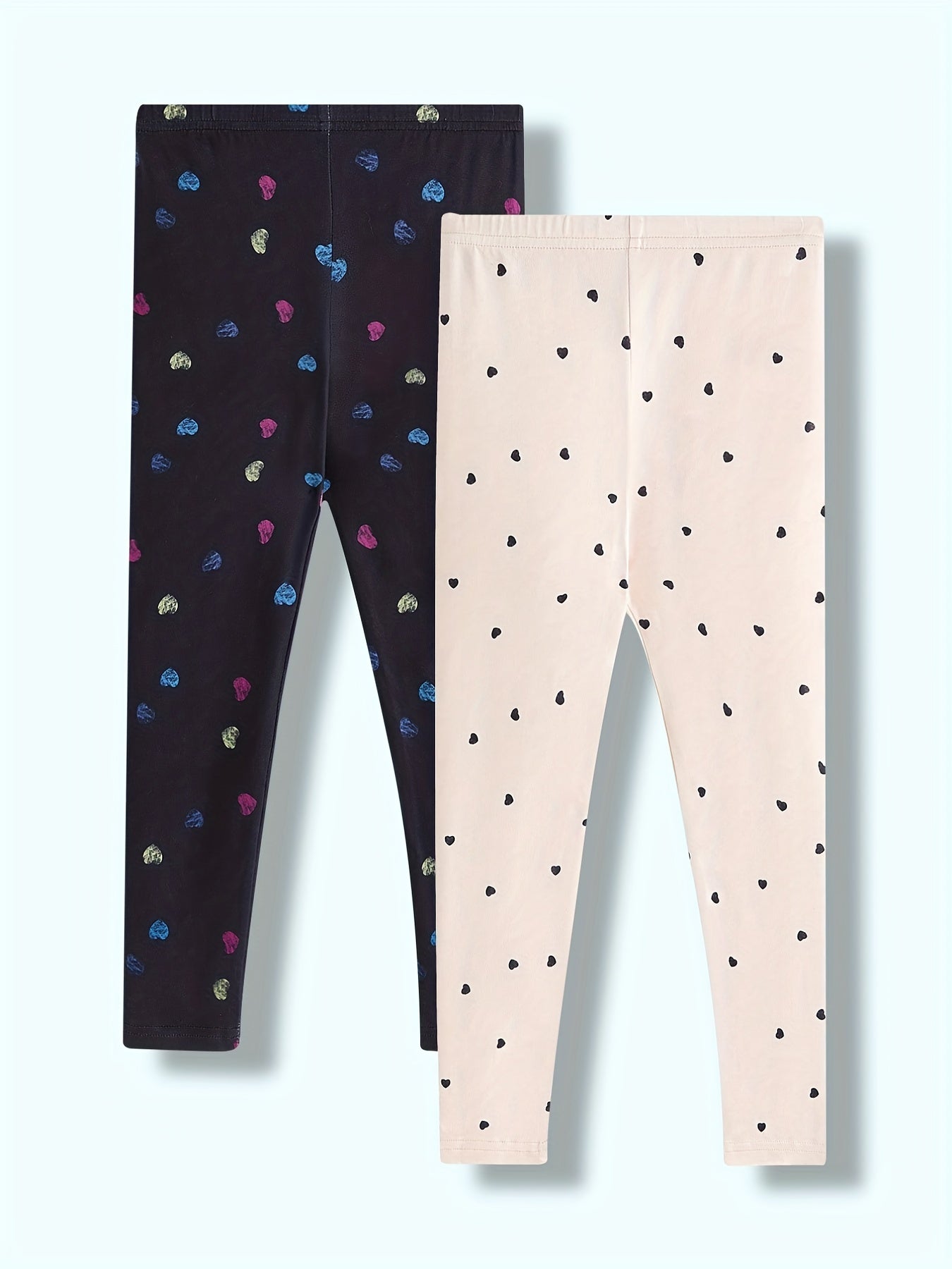 Girls' Heart Print Legging Pants for Sports Casual Outfit