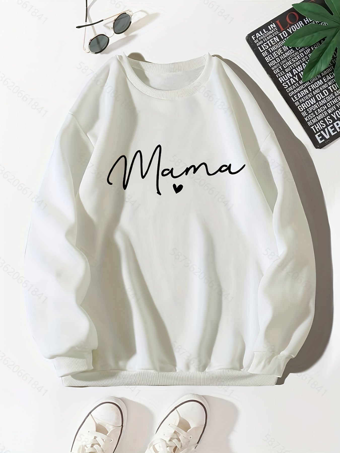 Letter Print Crew Neck Sweatshirt for Women
