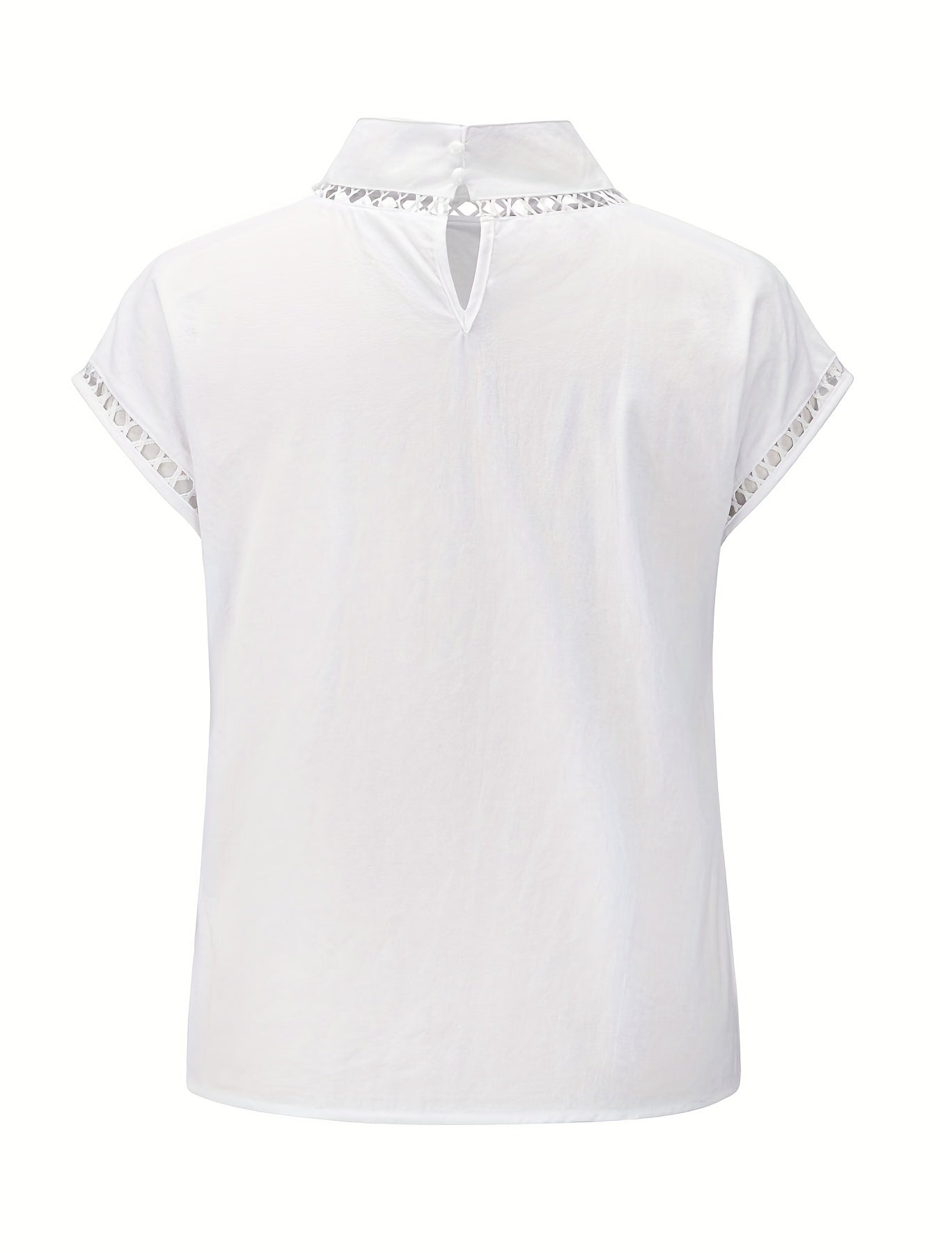Casual Blouse Women's Plus Eyelet Embroidered Cap Sleeve Blouse