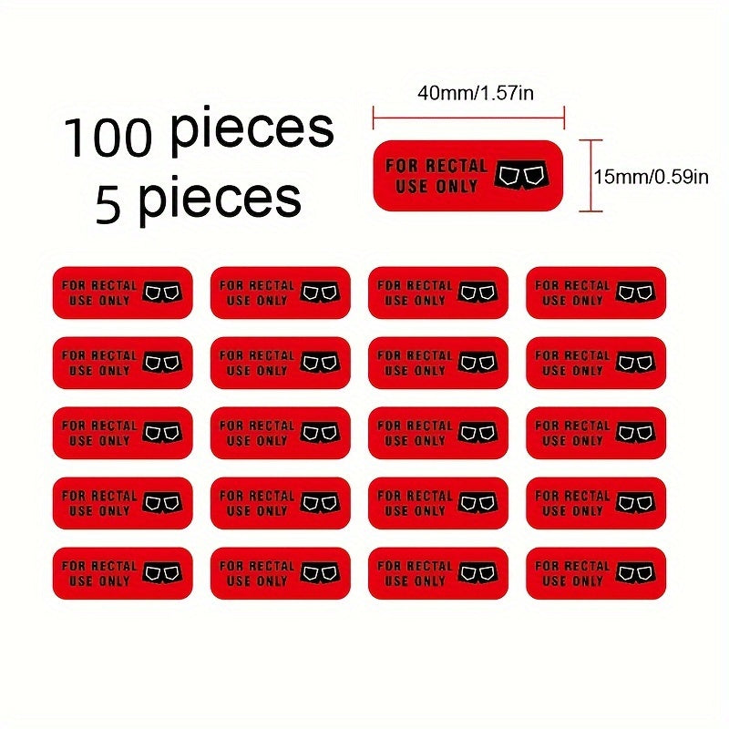 200pcs Rectal Use Stickers 1.5 X0.8 Red Waterproof Label