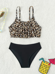 Girls' Leopard Print Bikini - Stylish Swimwear for Summer Fun