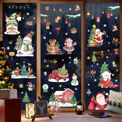 Watercolor Santa Claus Elk Christmas Window Stickers