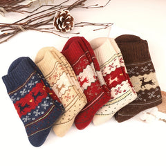 Elk Print Christmas Mid Tube Socks Women's Stockings