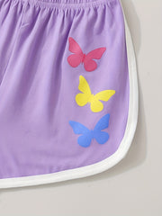 Girls Butterfly Elastic Waist Track Shorts Teen Kids Summer Clothes